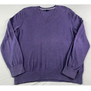Banana Republic Mens XL Extra Large Purple‎ Cotton Cashmere V-Neck Sweater